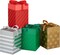 Push Down Gift Boxes for Christmas and All Holidays, Red, Green, Silver and Gold (4 Boxes)